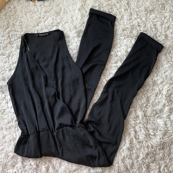 Zara Pants - Zara Sateen Jumpsuit Wrap Style Top